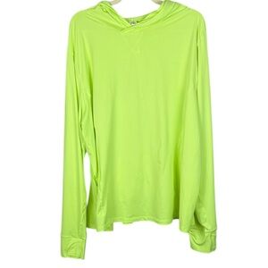 Fabletics Bright Neon Green Fitted Long Sleeve Thumbholes Pullover 4X Hoodie